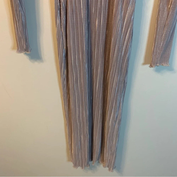 Asos Lilac Purple Shimmery Ribbed V-Neck Midi Dress 4 - Picture 5 of 7